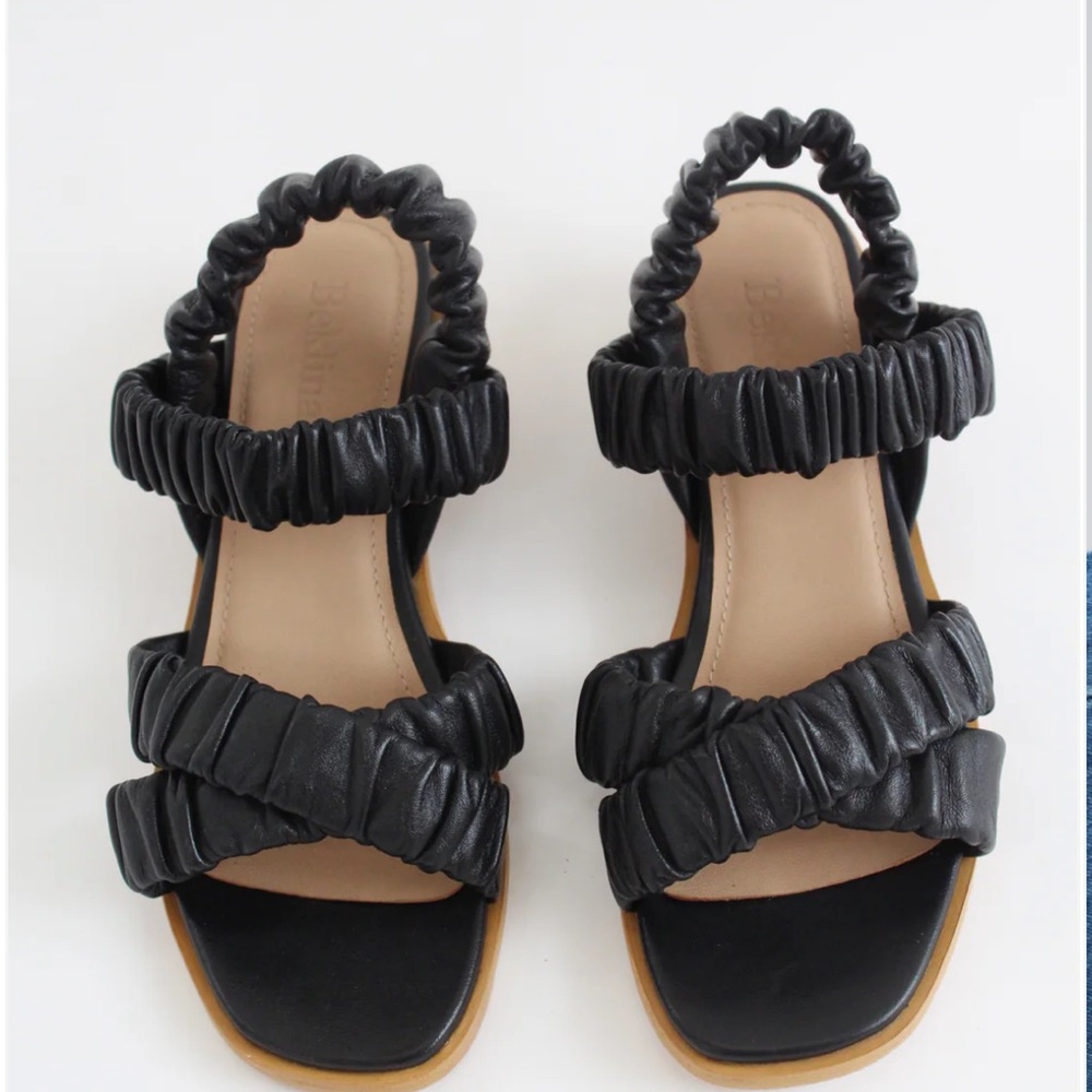 Chic Black Ruched Women's Sandals